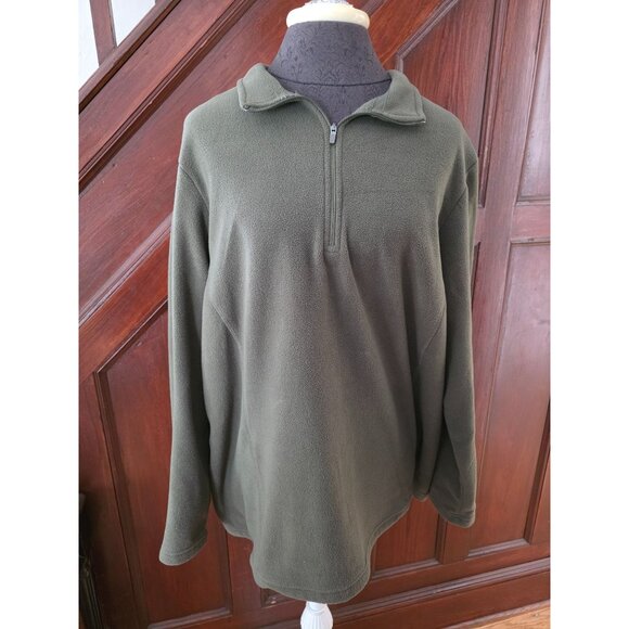 Lands End Soft XL Green Fleece Quarter-Zip Pullover - Picture 1 of 8